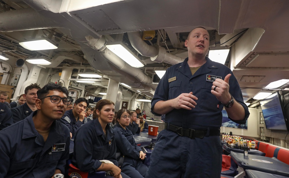 USS Milius conducts operations in the U.S. Central Command area of responsibility as part of the Carl Vinson Carrier Strike Group