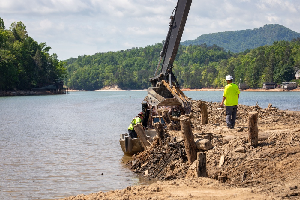 U.S. Army Corps of Engineers Hurricane Helene debris removal efforts at Lake Lure