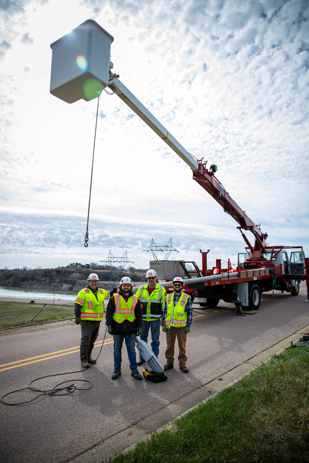 Gavins Point maintenance crew replaces damaged light pole