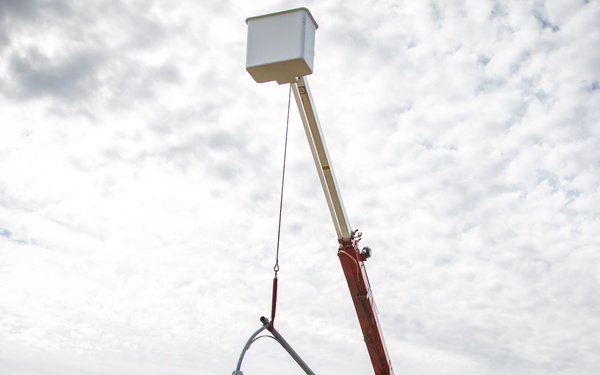Gavins Point maintenance crew replaces damaged light pole