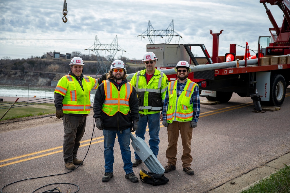 Gavins Point maintenance crew replaces damaged light pole