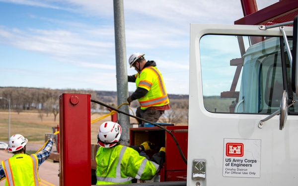 Gavins Point maintenance crew replaces damaged light pole
