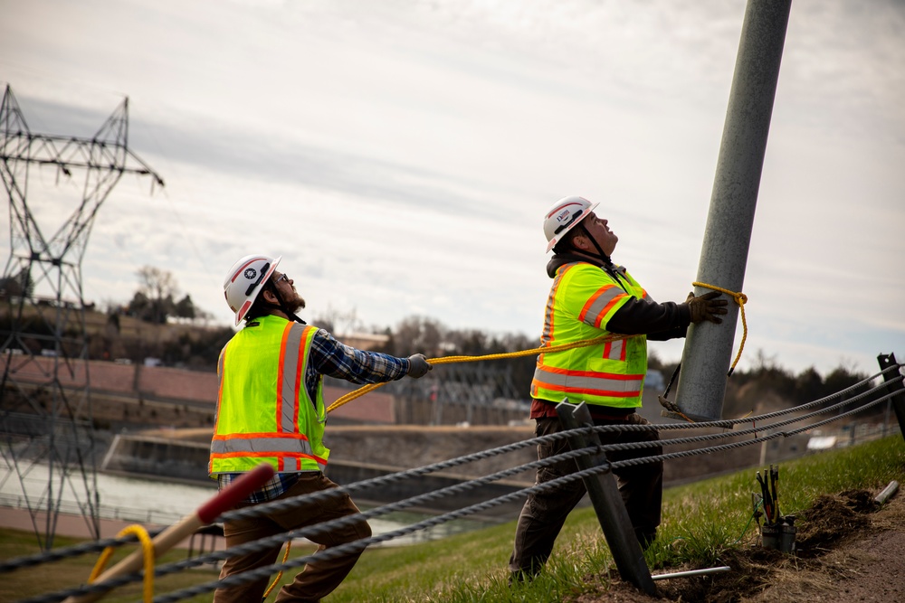 Gavins Point maintenance crew replaces damaged light pole