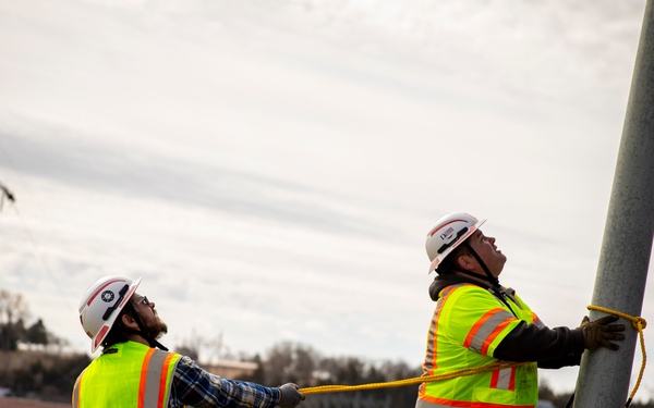 Gavins Point maintenance crew replaces damaged light pole