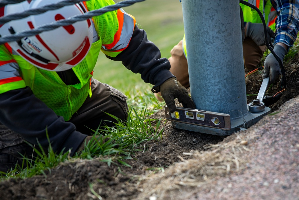 Gavins Point maintenance crew replaces damaged light pole