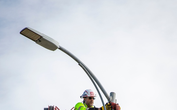 Gavins Point maintenance crew replaces damaged light pole