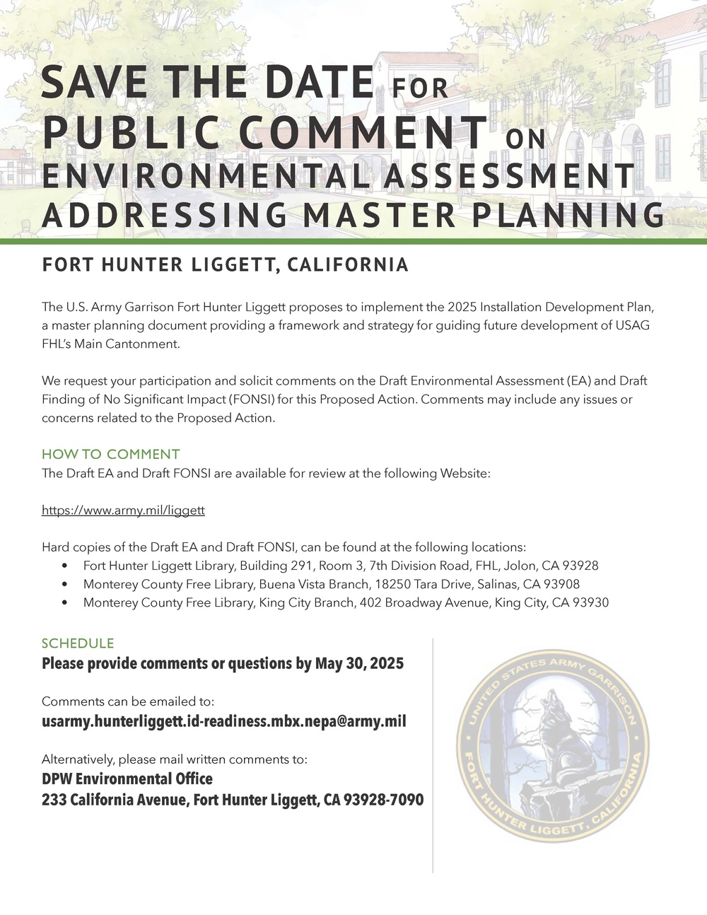 Public comment for EA Master Plan