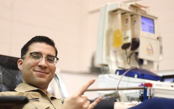 U.S. Marine visits Scarborough High School blood drive