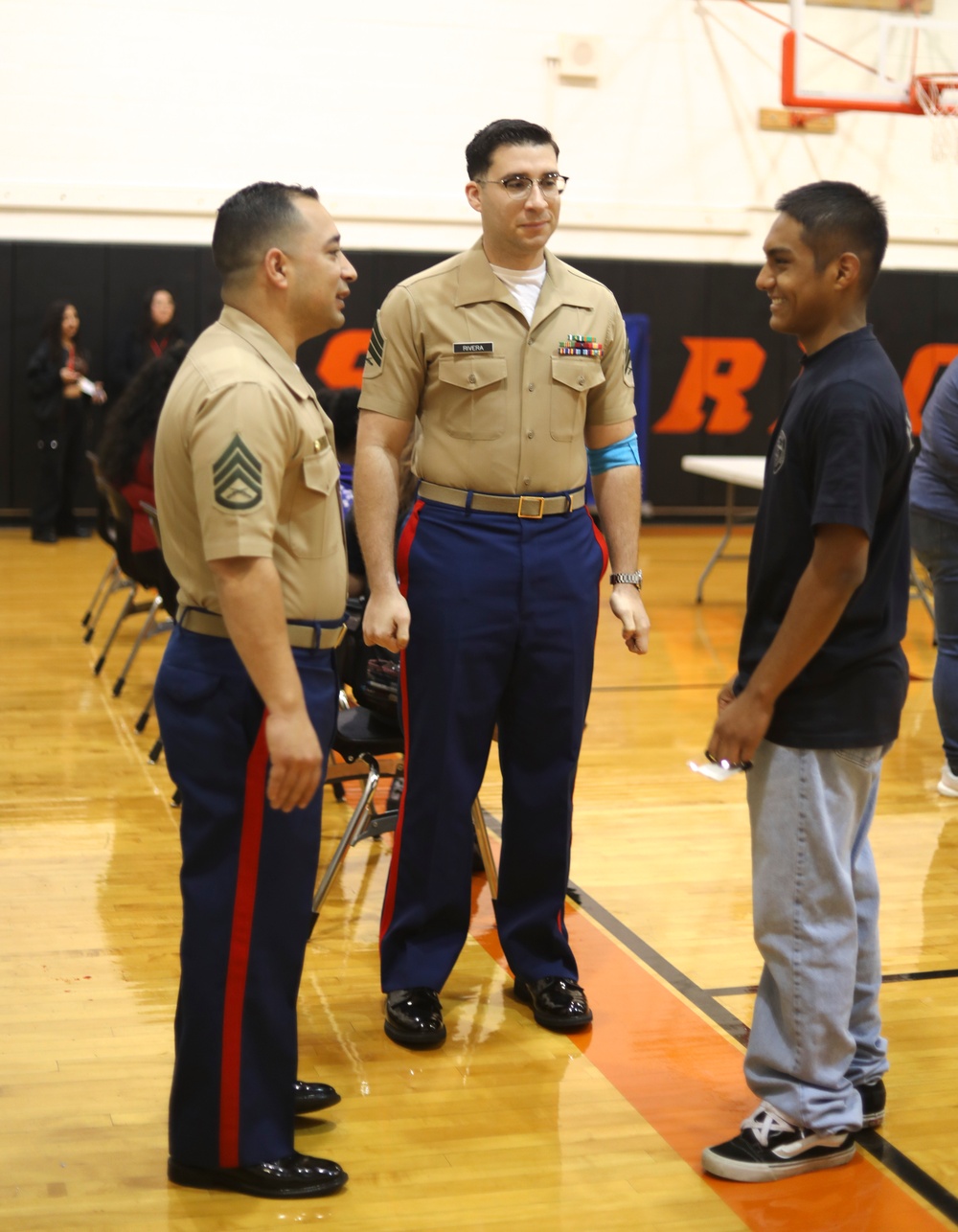 U.S. Marine visits Scarborough High School blood drive