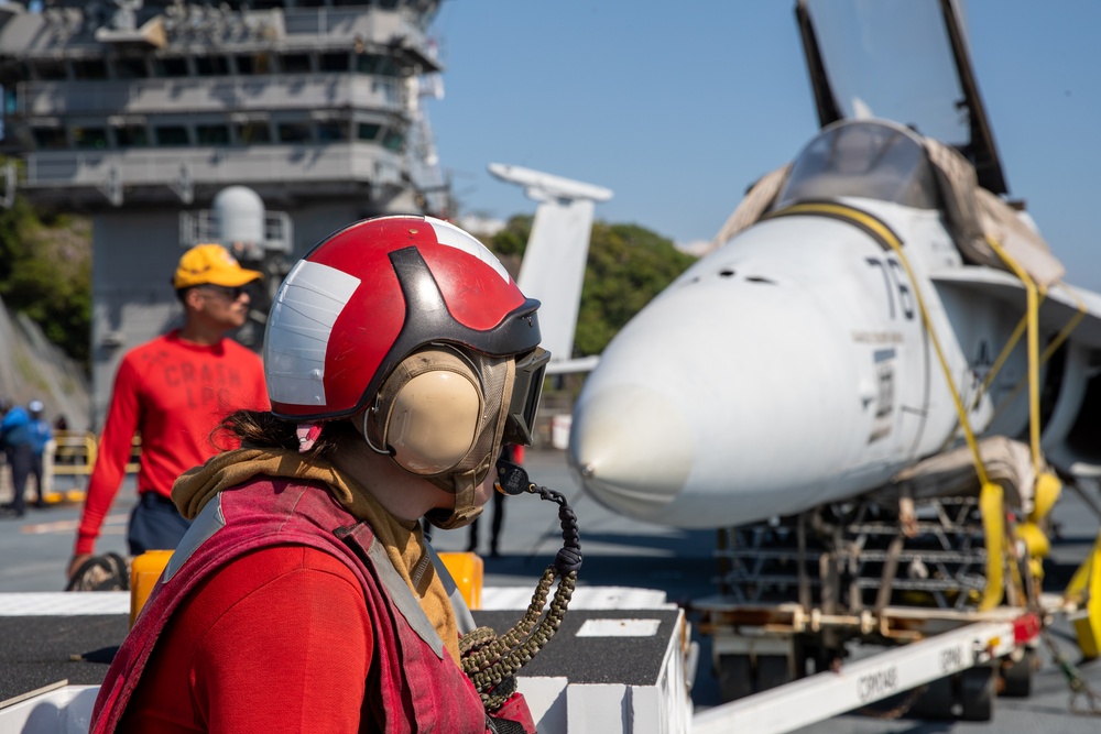 George Washington Sailors Conduct Flight Deck Drills