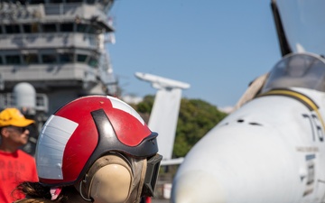 George Washington Sailors Conduct Flight Deck Drills