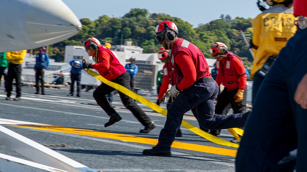 George Washington Sailors Conduct Flight Deck Drills
