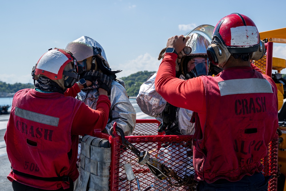 George Washington Sailors Conduct Flight Deck Drills
