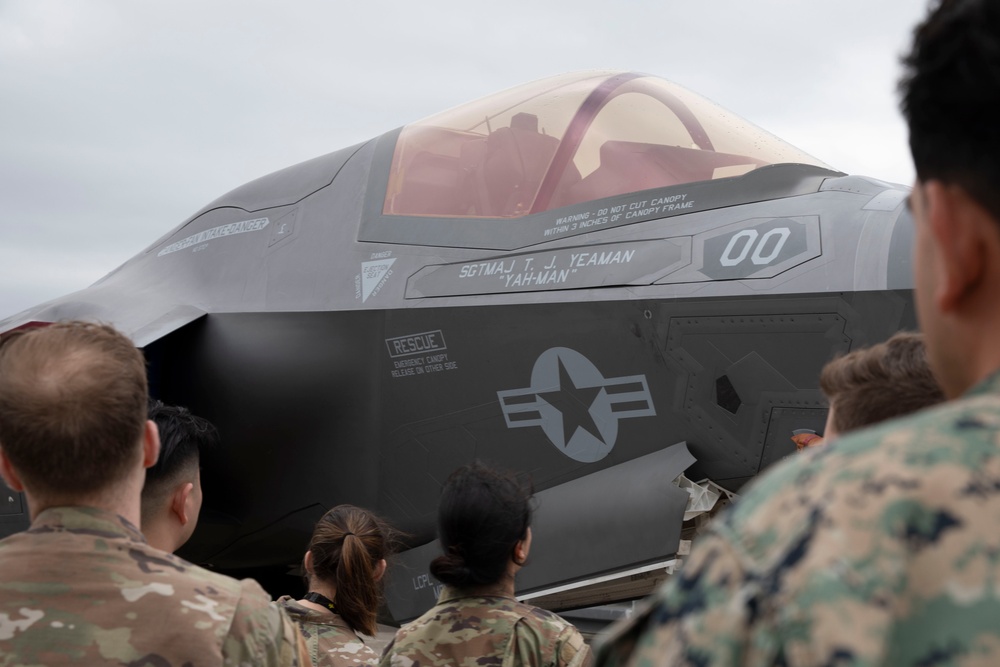 U.S. Airmen tour F-35B Lightning II aircraft during exercise Freedom Flag 25-1