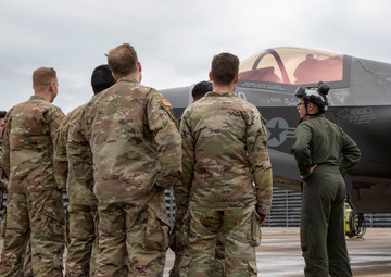 U.S. Airmen tour F-35B Lightning II aircraft during exercise Freedom Flag 25-1