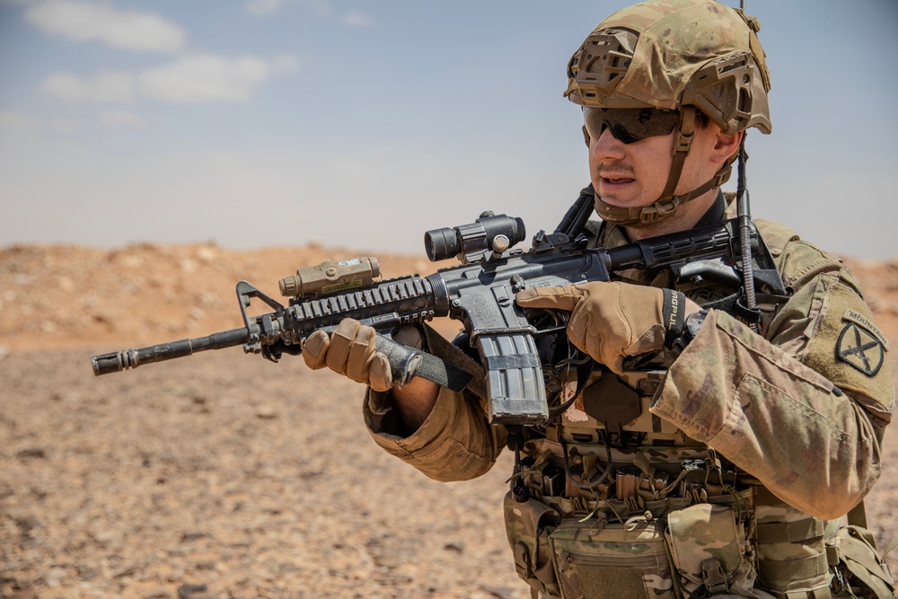 U.S. Soldier Provides Security During Training