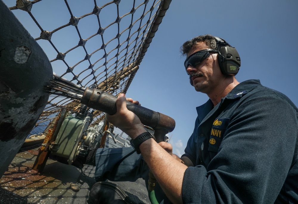 USS Milius conducts operations in the U.S. Central Command area of responsibility as part of the Carl Vinson Carrier Strike Group