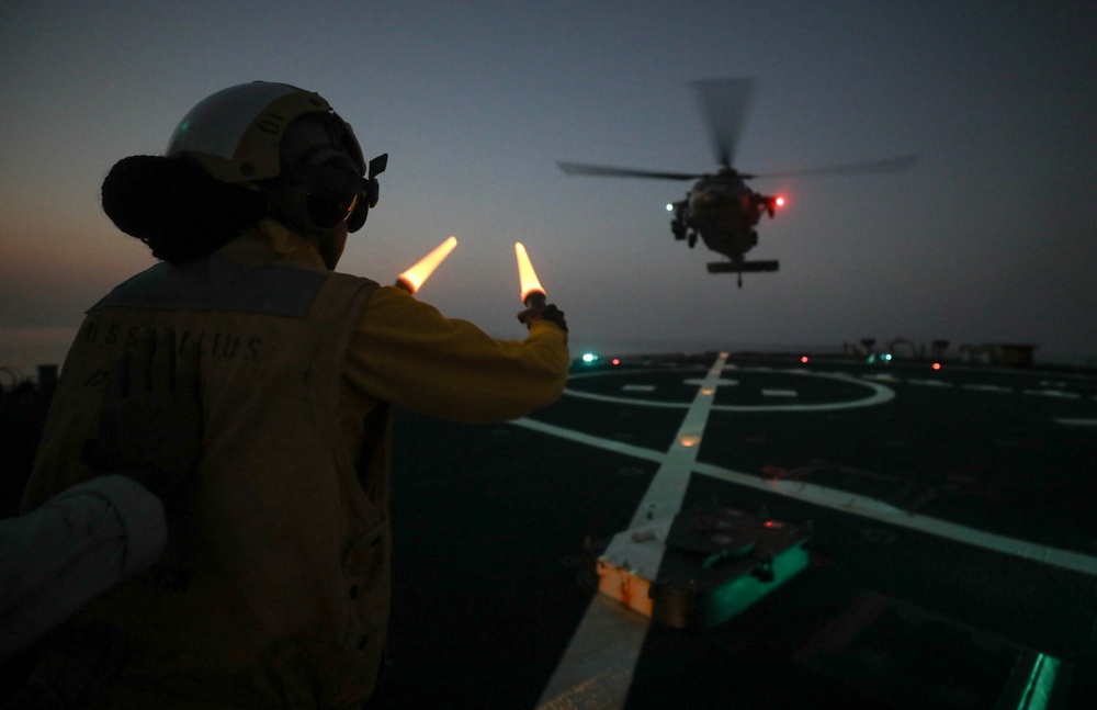 USS Milius conducts operations in the U.S. Central Command area of responsibility as part of the Carl Vinson Carrier Strike Group