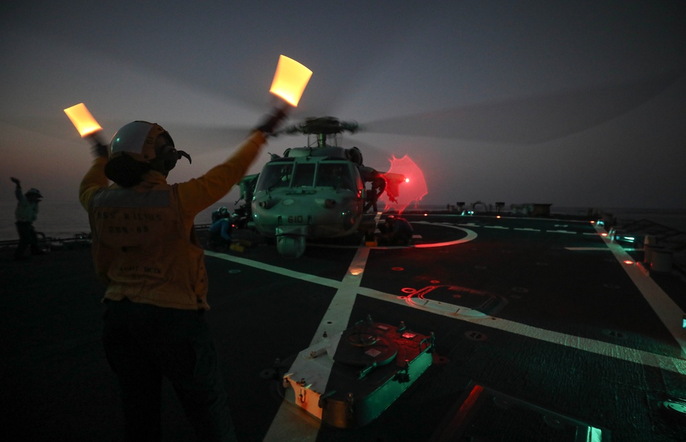 USS Milius conducts operations in the U.S. Central Command area of responsibility as part of the Carl Vinson Carrier Strike Group
