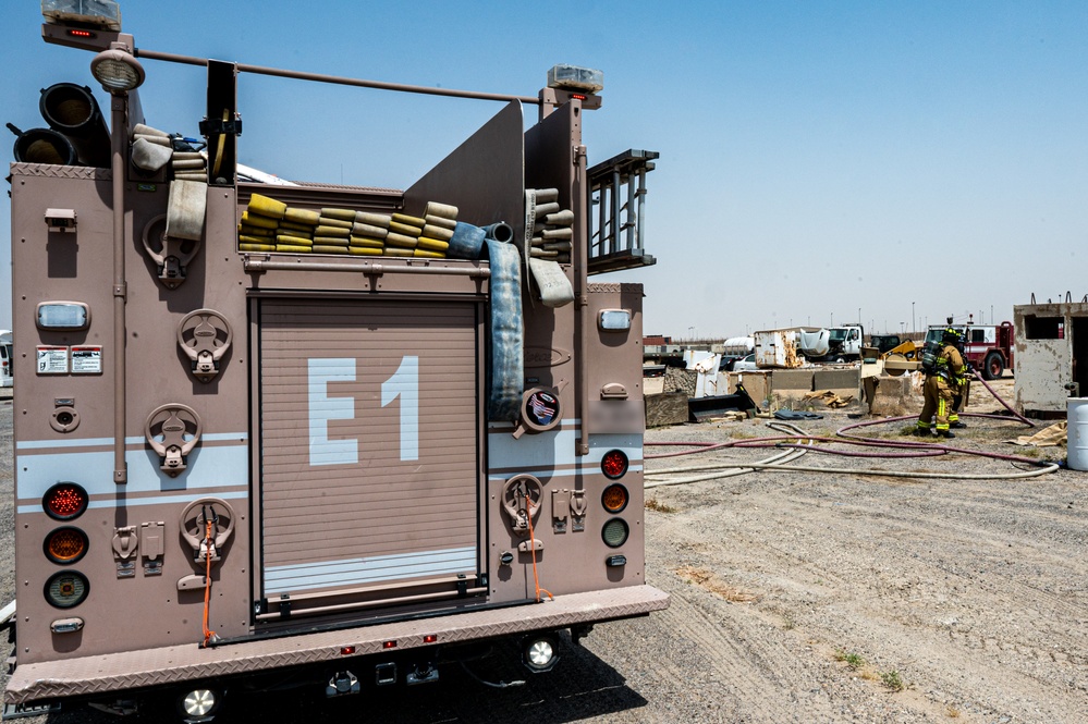 386th ECES conducts fire response drill