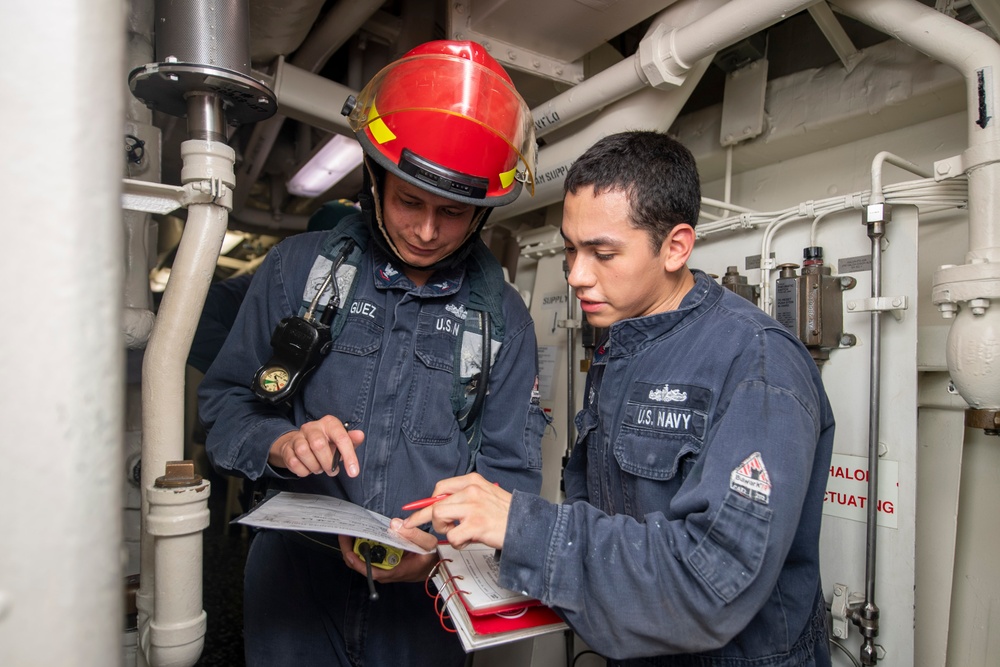 USS Sterett conducts operations in the U.S. Central Command area of responsibility as part of the Carl Vinson Carrier Strike Group