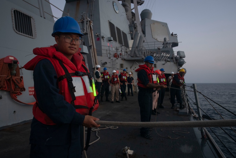USS Sterett conducts operations in the U.S. Central Command area of responsibility as part of the Carl Vinson Carrier Strike Group