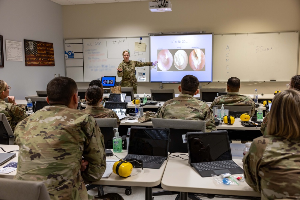 USAFSAM students practice hearing conservation techniques