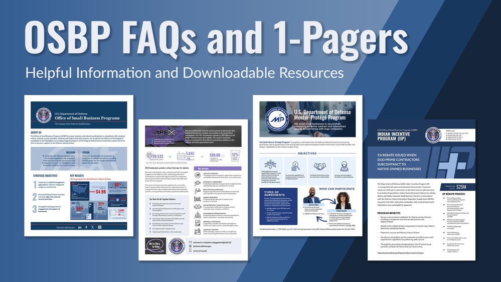 DoD OSBP FAQs and 1-pagers