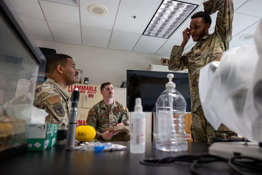 USAFSAM students practice hearing conservation techniques