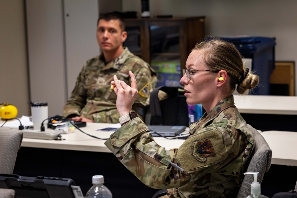 USAFSAM students practice hearing conservation techniques