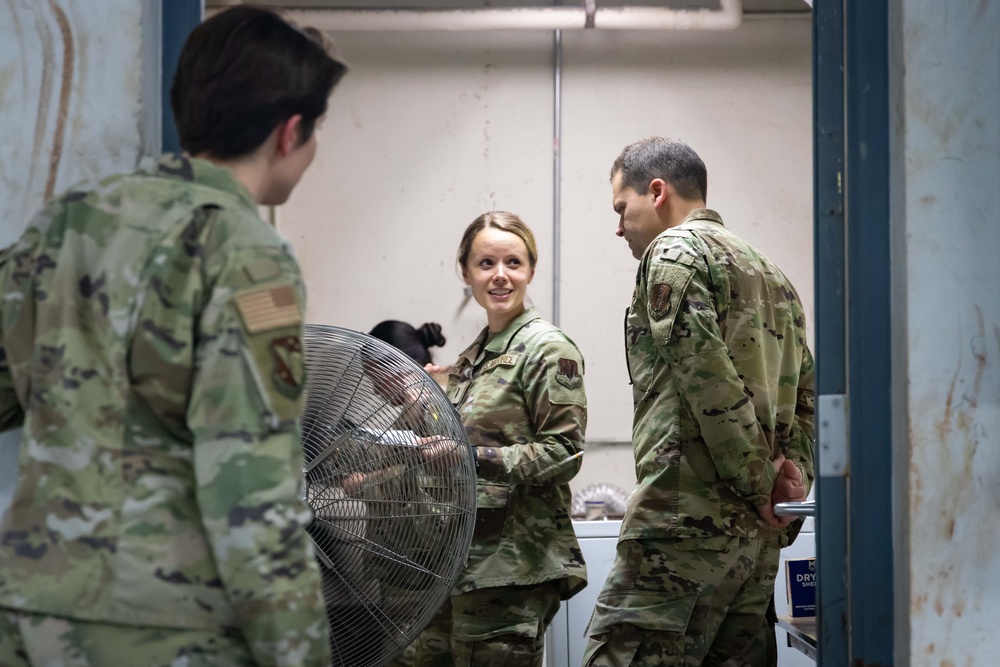 USAFSAM  students practice sanitation inspections in public health course