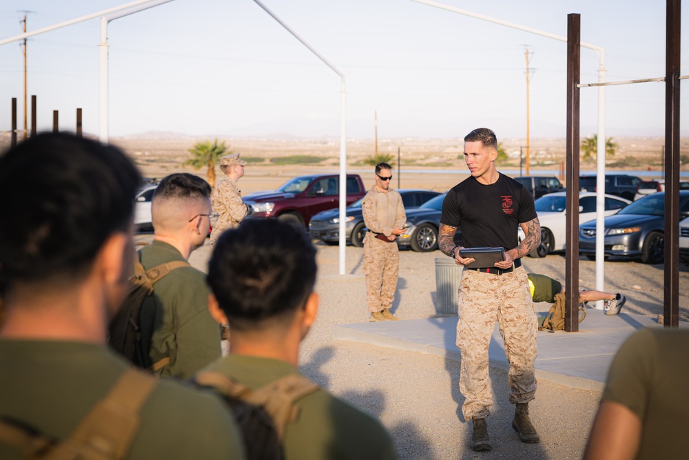 Warming up for MAIC: Marines run PFT on day one