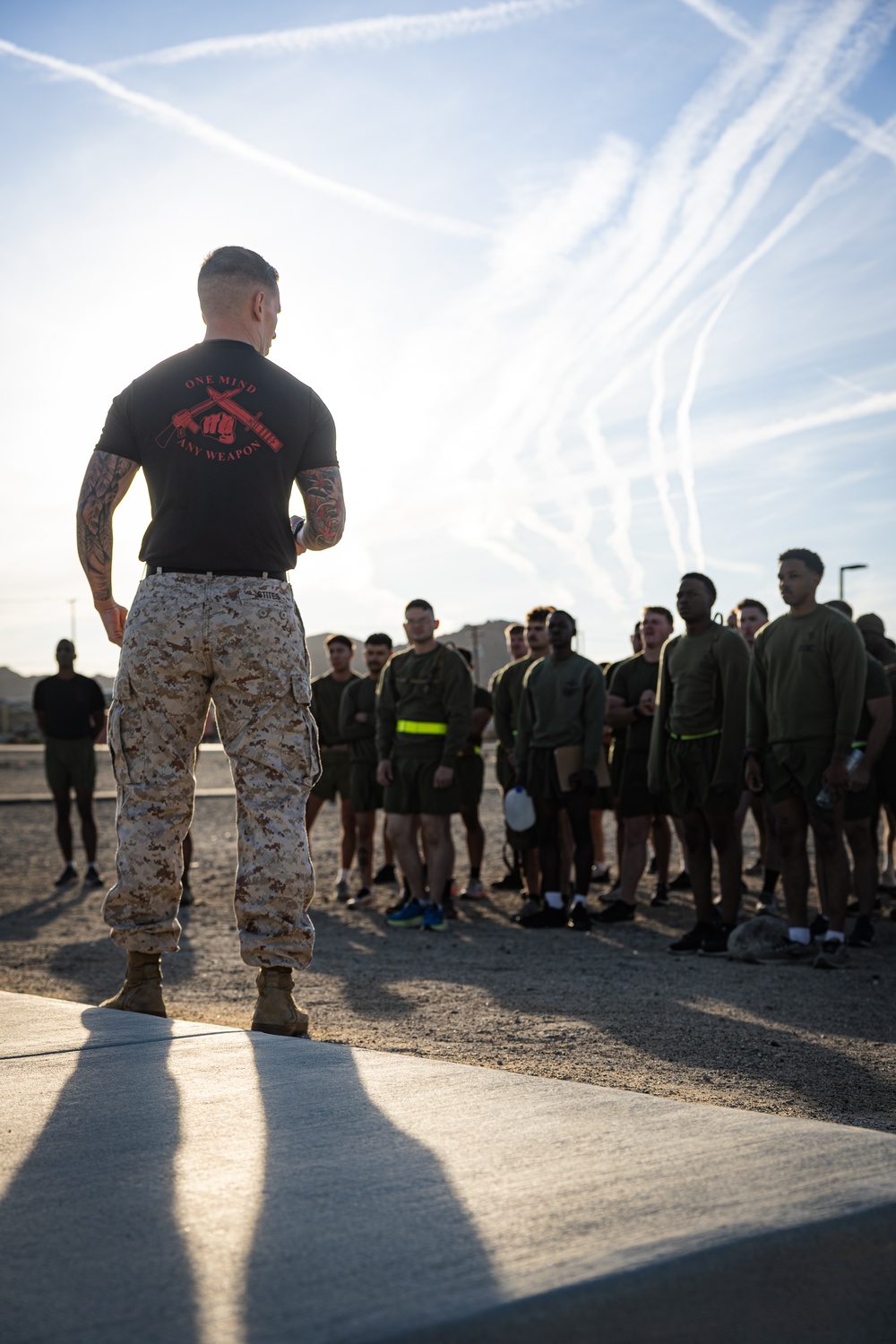 Warming up for MAIC: Marines run PFT on day one
