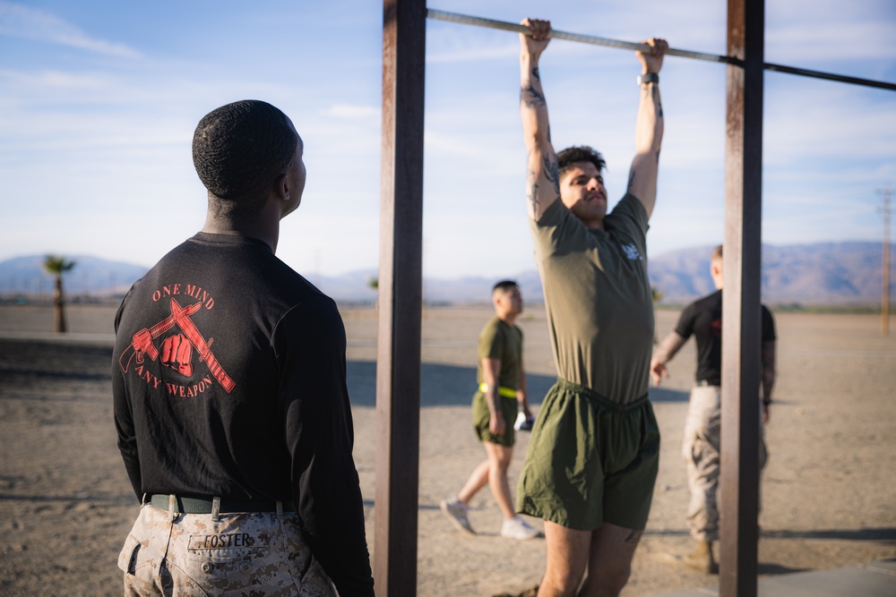 Warming up for MAIC: Marines run PFT on day one
