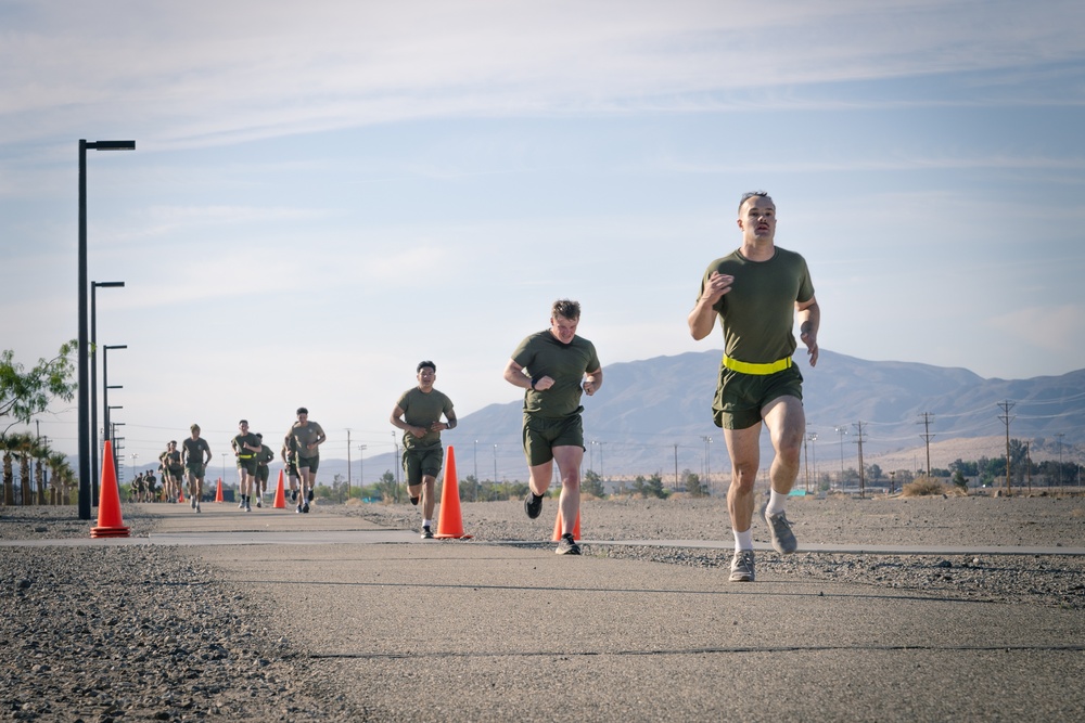 Warming up for MAIC: Marines run PFT on day one