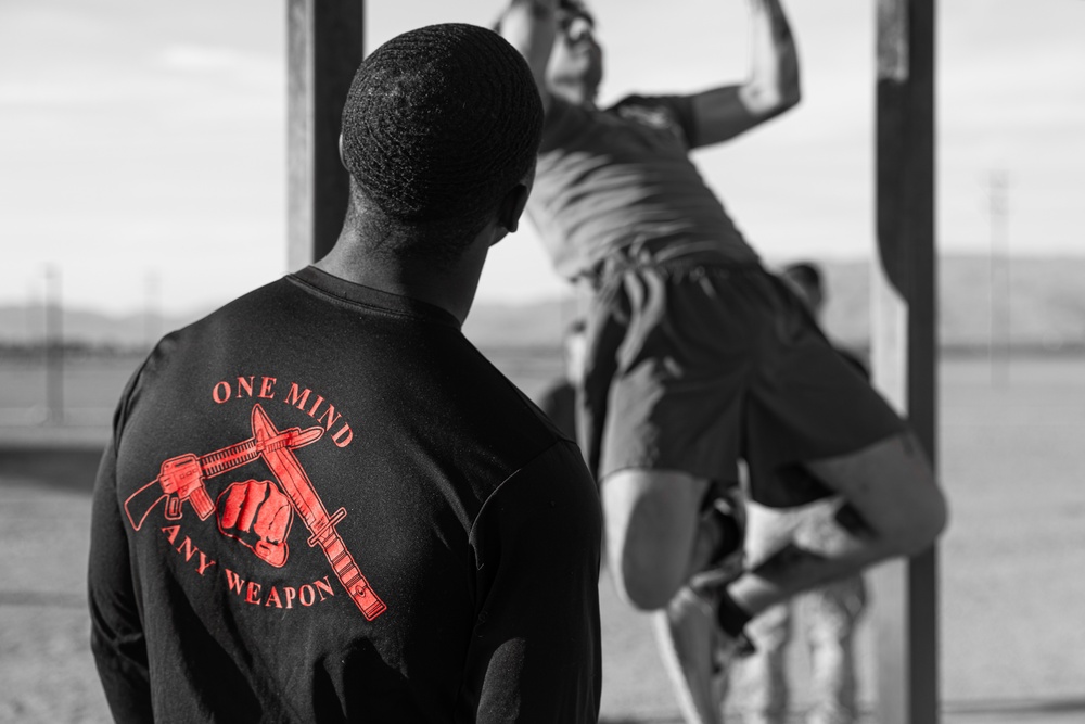Warming up for MAIC: Marines run PFT on day one