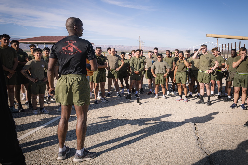Warming up for MAIC: Marines run PFT on day one