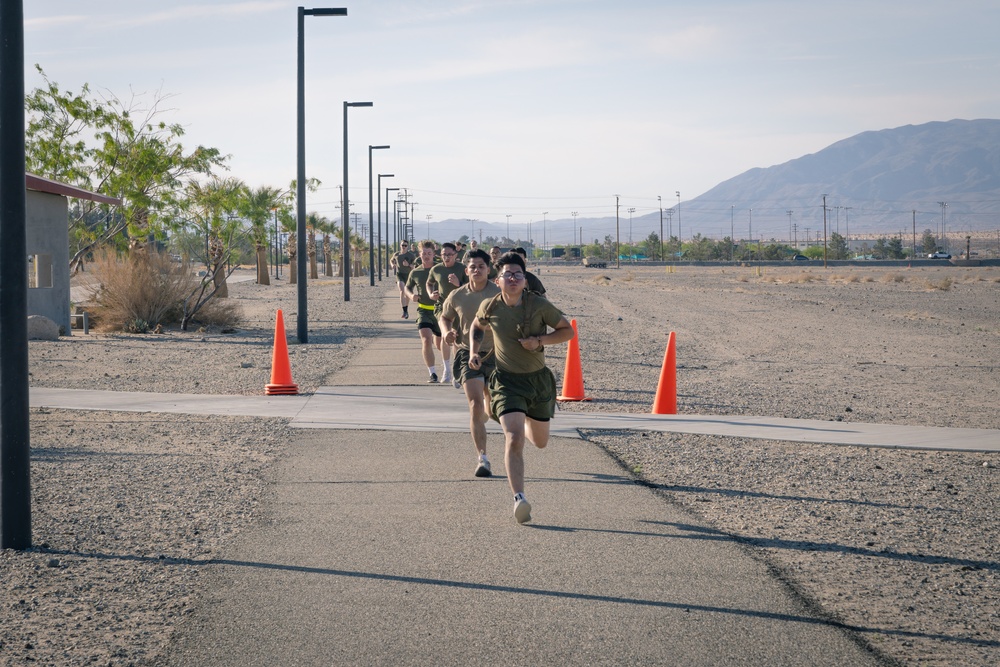 Warming up for MAIC: Marines run PFT on day one