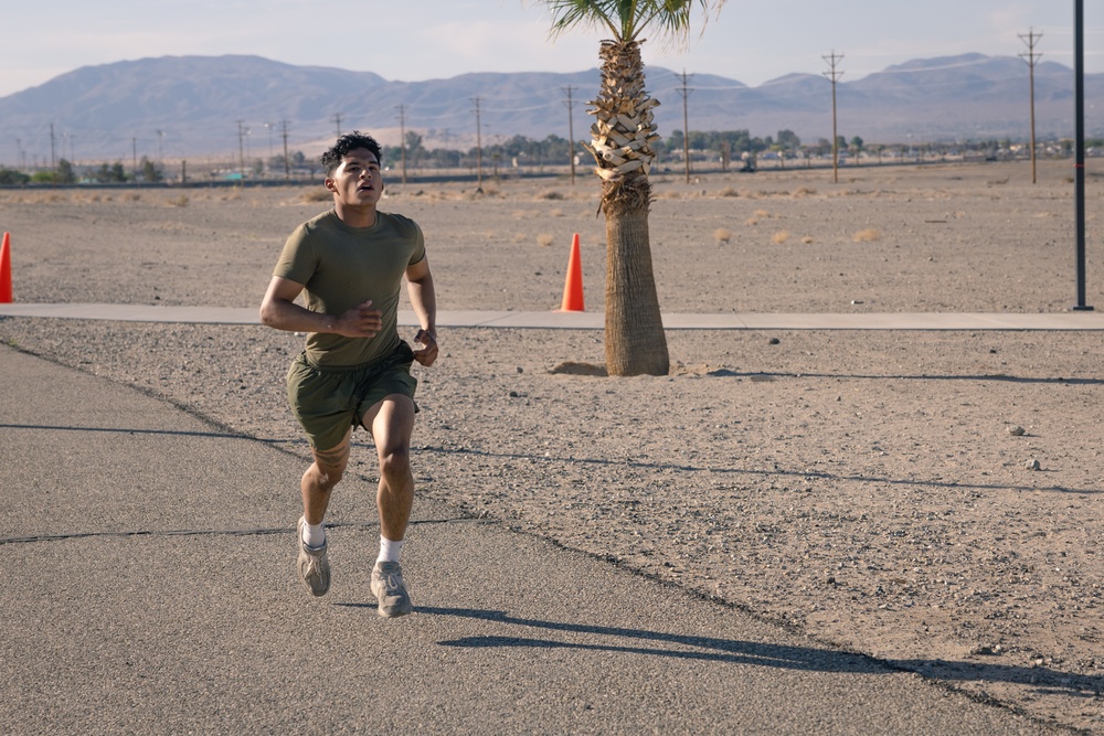 Warming up for MAIC: Marines run PFT on day one