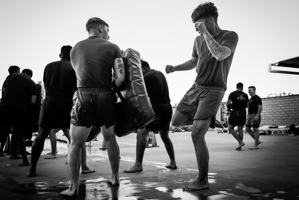 Marines make waves while shallow water grappling during MAIC 73-25