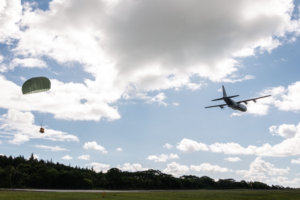 MRF-D 25.3: U.S. service members receive an air delivery