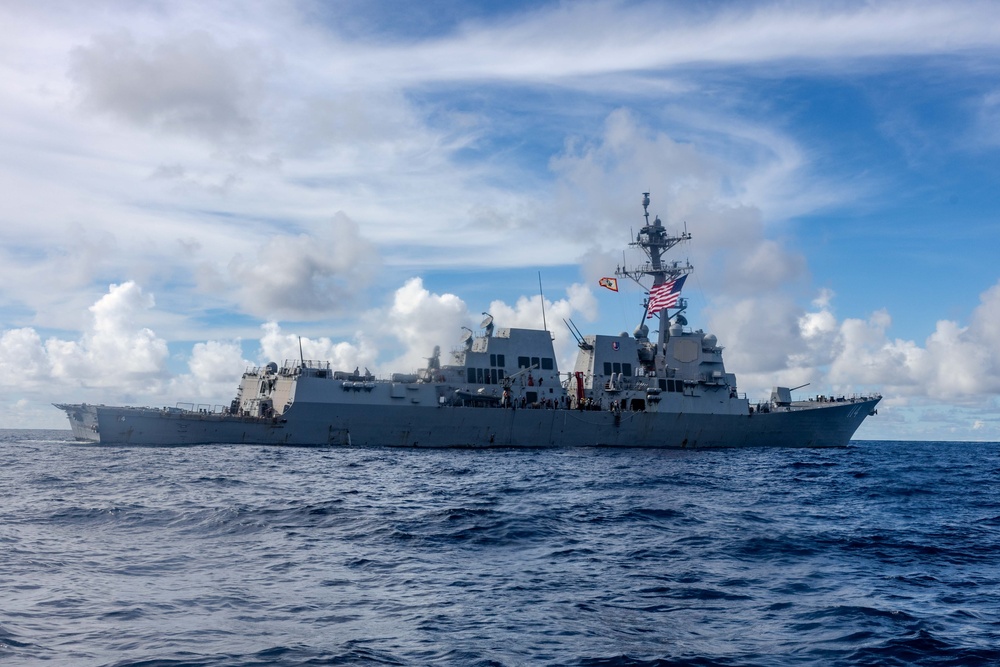 USS Ralph Johnson Sails Near Diego Garcia