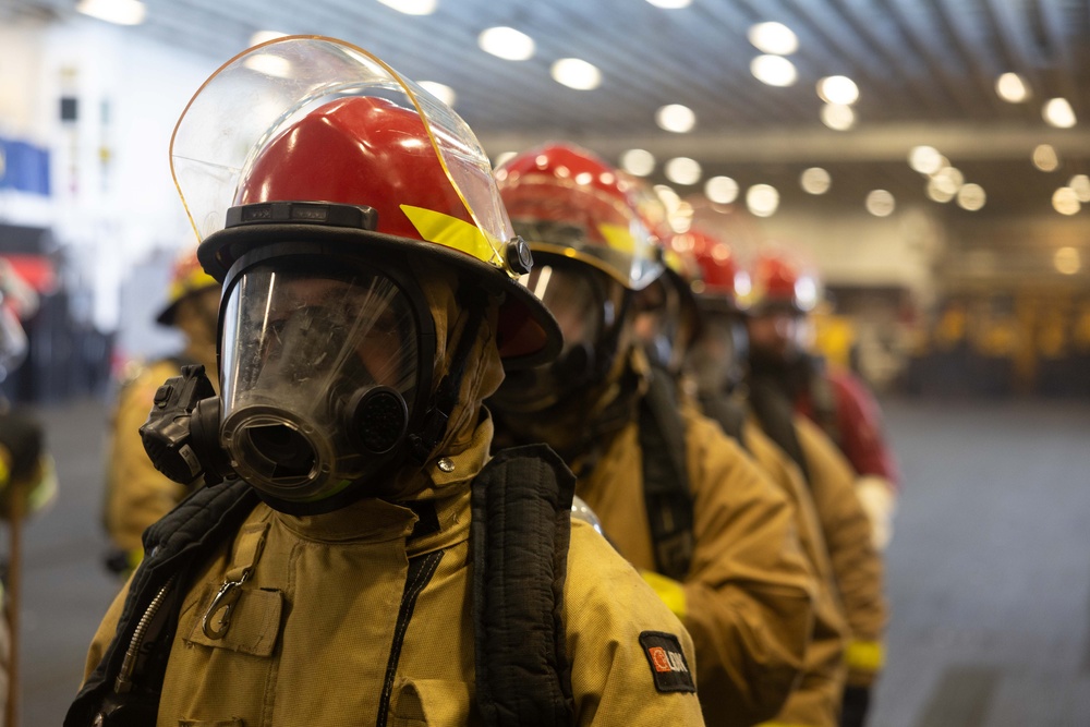 Wasp Conducts Engineering General Quarters Drill