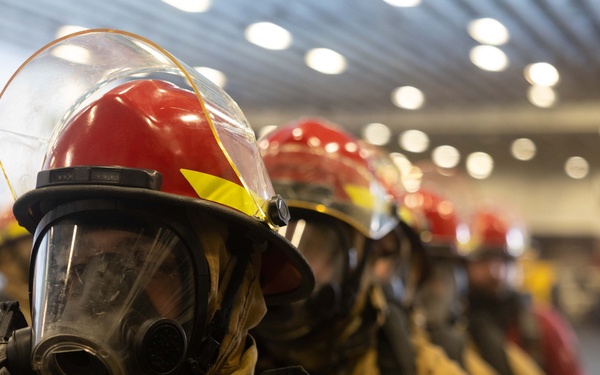 Wasp Conducts Engineering General Quarters Drill