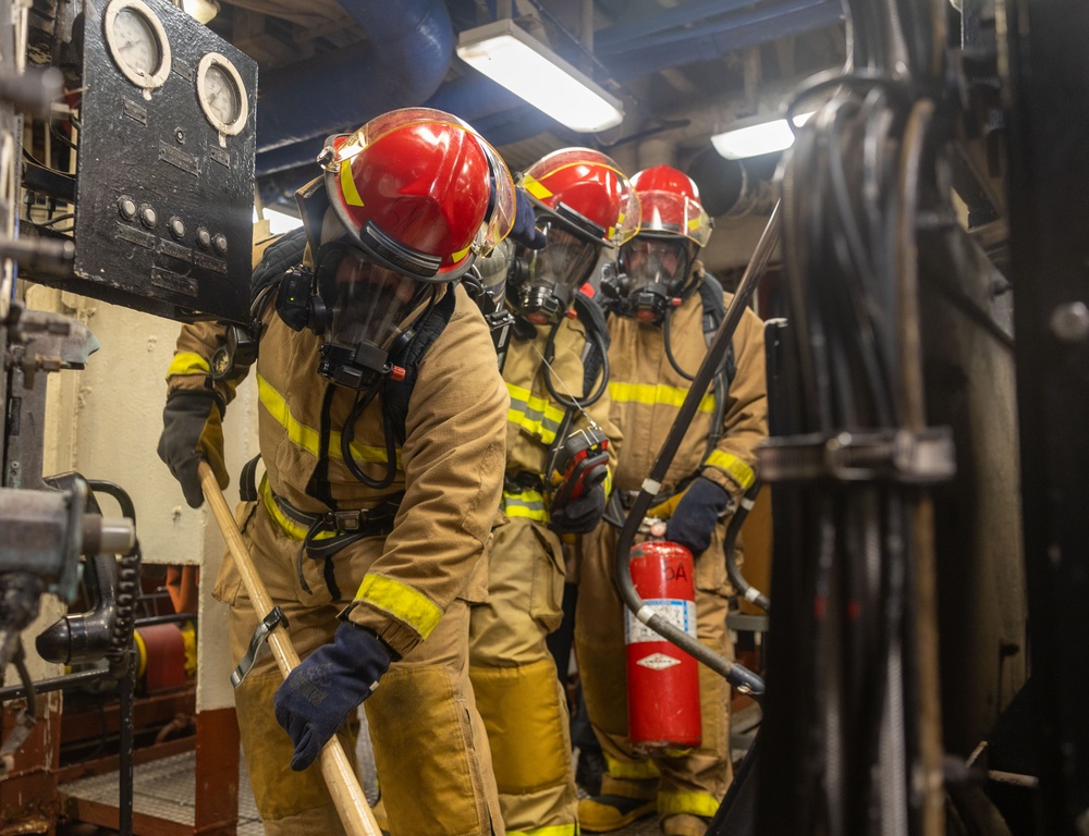 Wasp Conducts Engineering General Quarters Drill