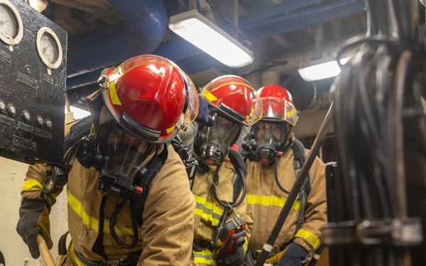 Wasp Conducts Engineering General Quarters Drill