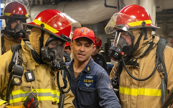 Wasp Conducts Engineering General Quarters Drill