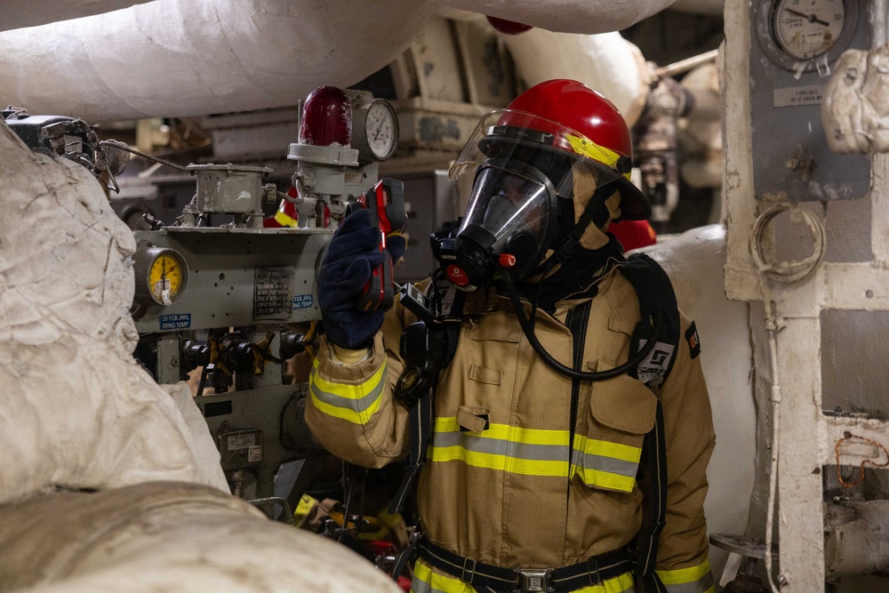 Wasp Conducts Engineering General Quarters Drill