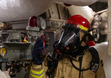 Wasp Conducts Engineering General Quarters Drill