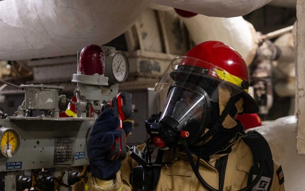 Wasp Conducts Engineering General Quarters Drill